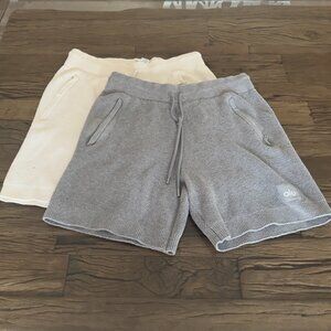 ALO Yoga Cream and Gray Athletic Shorts